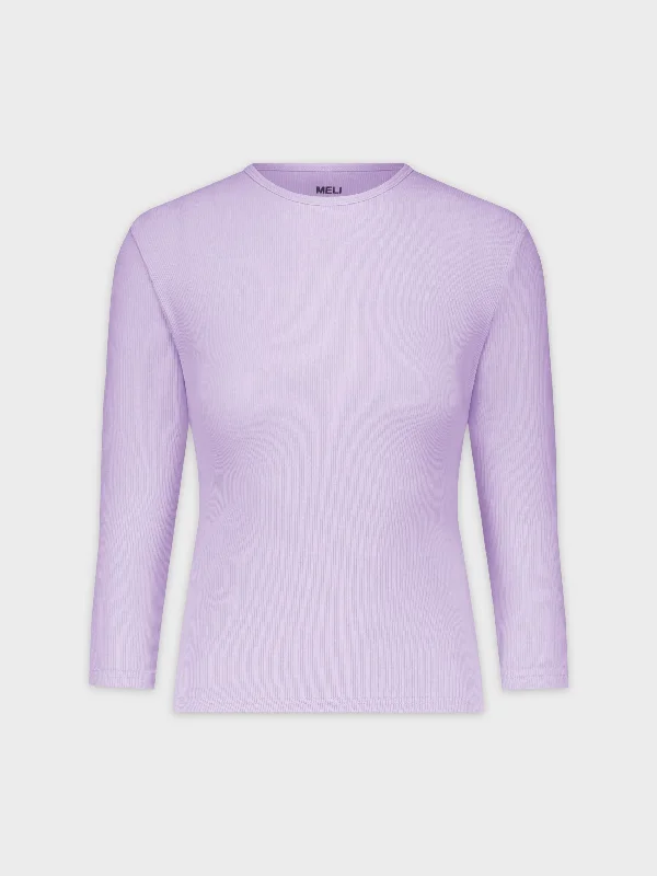 CLASSIC RIBBED CREW TEE 3Q-LILAC