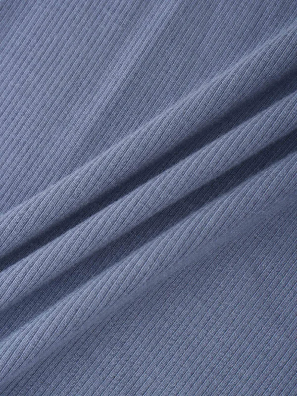 RIBBED HIGH V 3Q-HEATHERED BLUE