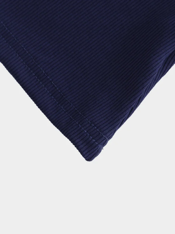 RIBBED HIGH V LS-NAVY