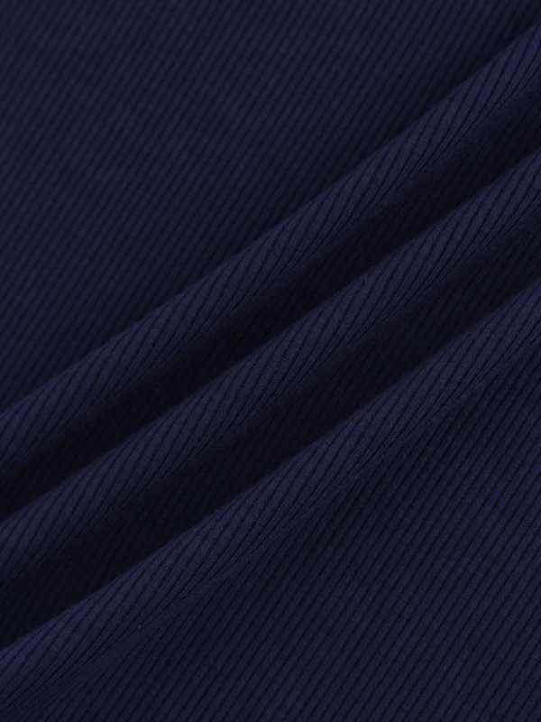 RIBBED HIGH V LS-NAVY