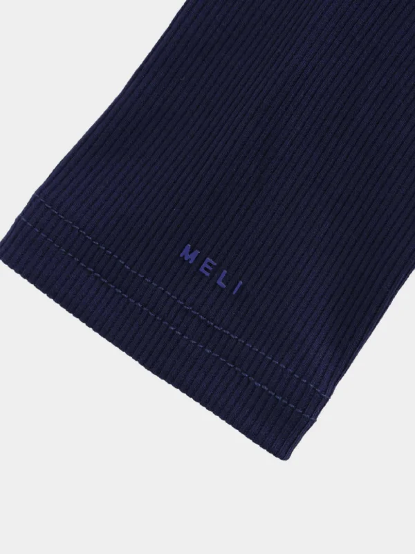 RIBBED HIGH V LS-NAVY