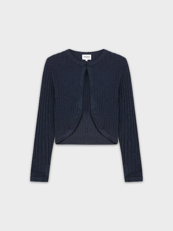 RIBBED SHRUG-NAVY