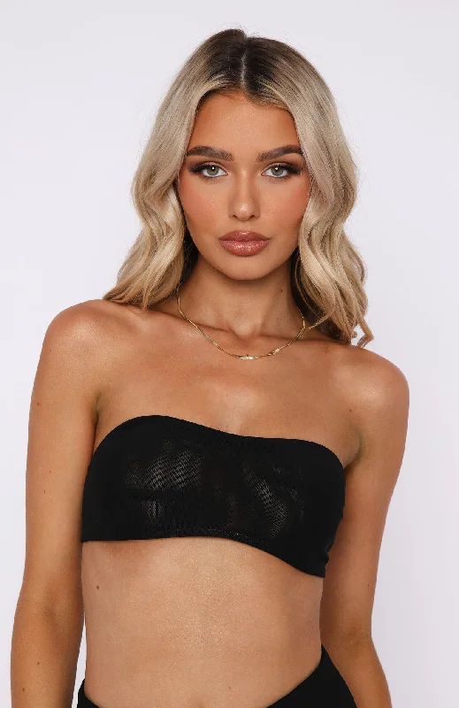 Secrets Out Mesh Bandeau Crop Black