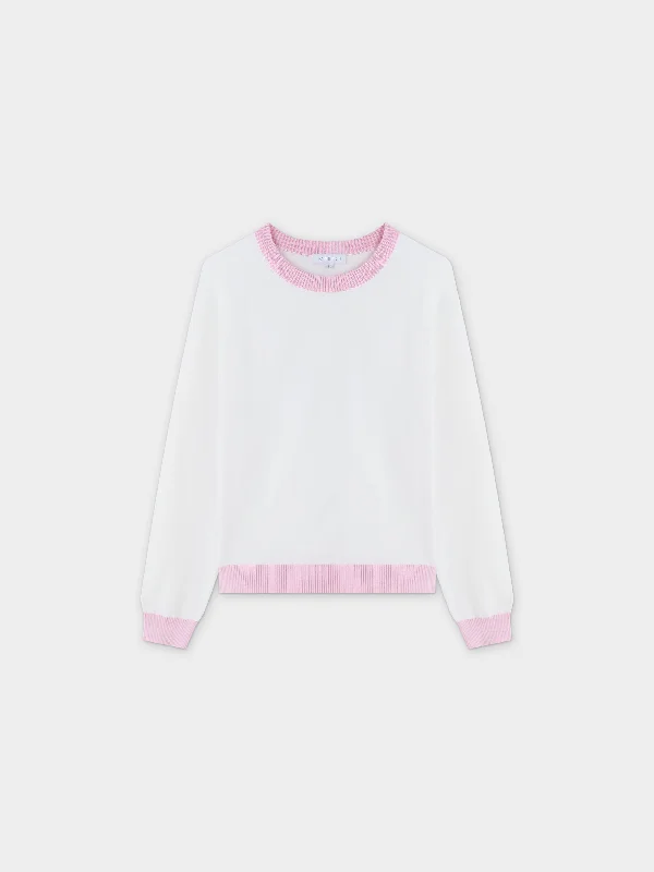 Side Print Sweater- White/Pink