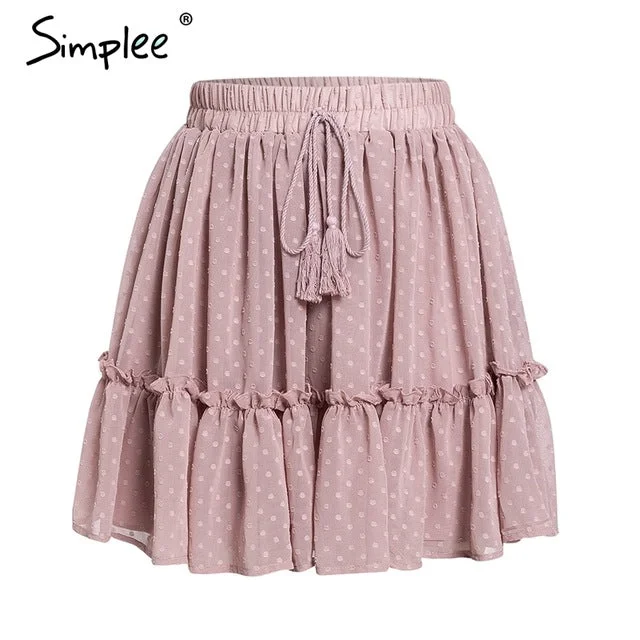 Casual polka dot mini women skirt High waist