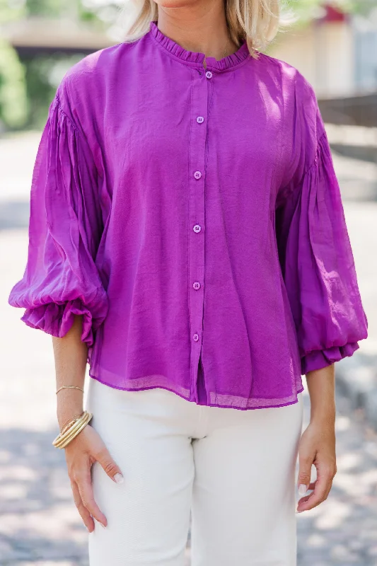 Somewhere New Purple Ruffled Blouse