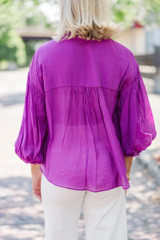 Somewhere New Purple Ruffled Blouse