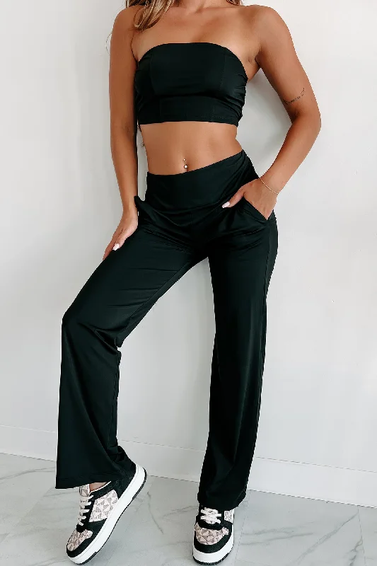 Stress Free Two-Piece Tube Top & Pant Set (Black)