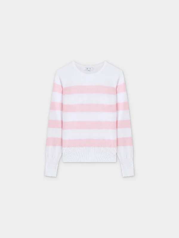 Striped Cotton Sweater-Light Pink