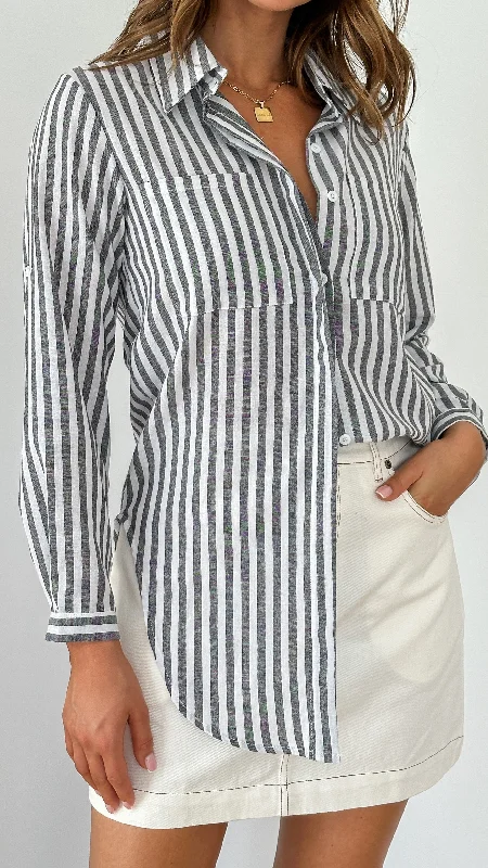 Terra Button Up Shirt - Black/White