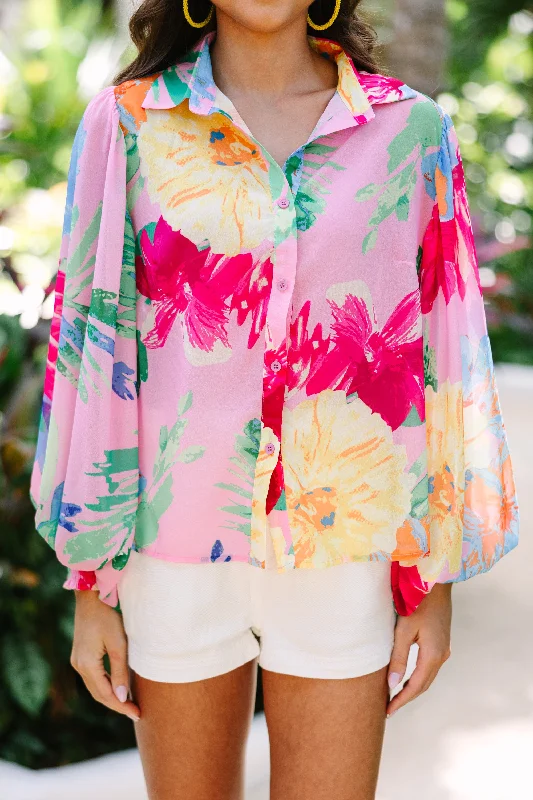 The Only Way Pink Floral Blouse