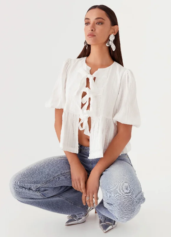 Western Wind Tie Top - White