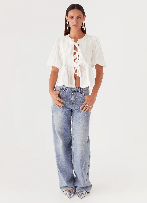 Western Wind Tie Top - White