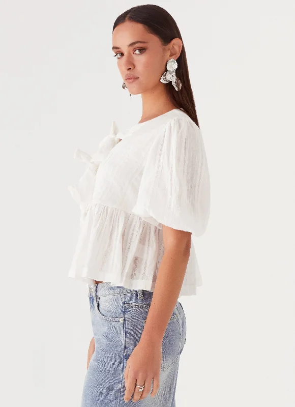 Western Wind Tie Top - White