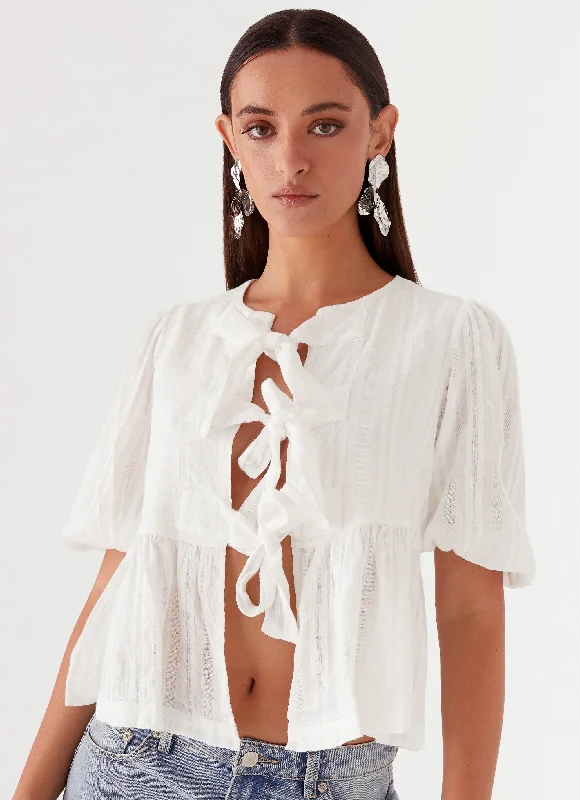 Western Wind Tie Top - White