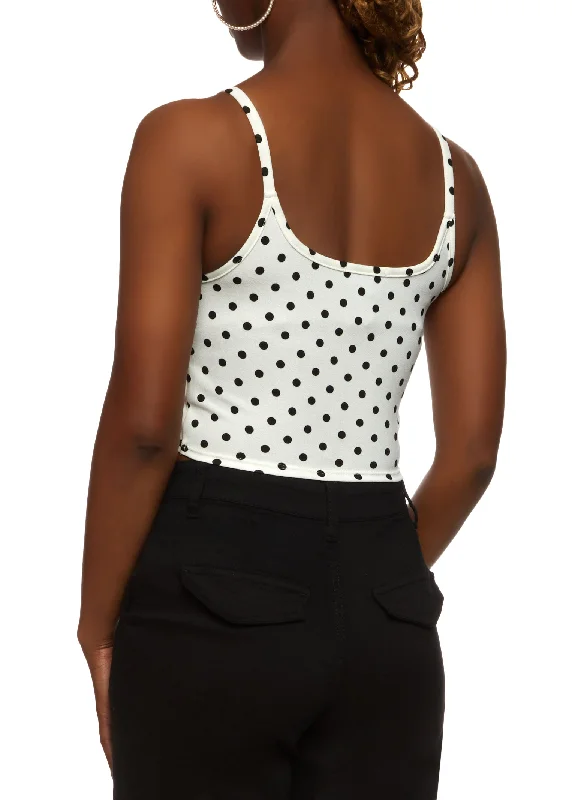 Polka Dot Print Square Neck Corset Top