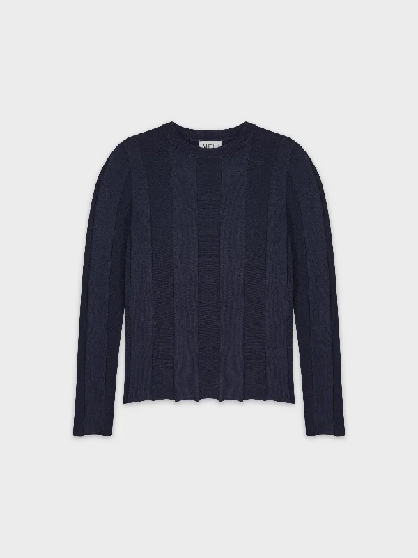 WIDE RIBBED SWEATER-NAVY