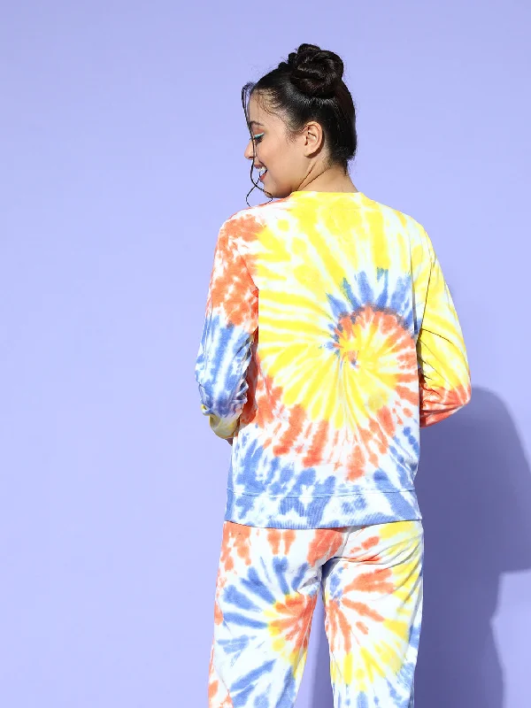 Women Blue & Rust Terry Spiral Tie-Dye Sweatshirt