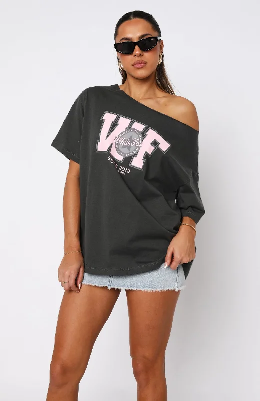 Your Favourite View Off Shoulder Oversized Tee Charcoal