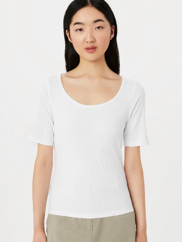 The Slim Ribbed Top in Bright White