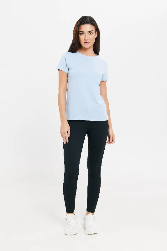 Women Blue Basic T-Shirt