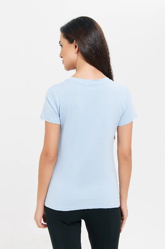 Women Blue Basic T-Shirt