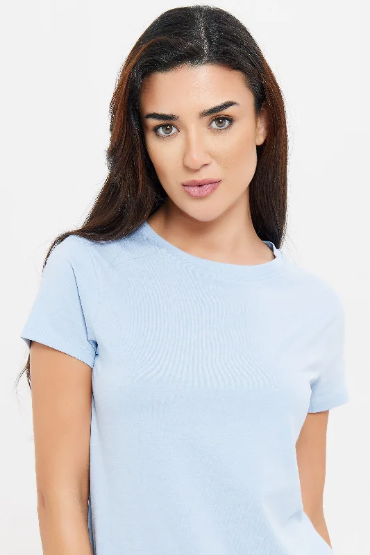 Women Blue Basic T-Shirt