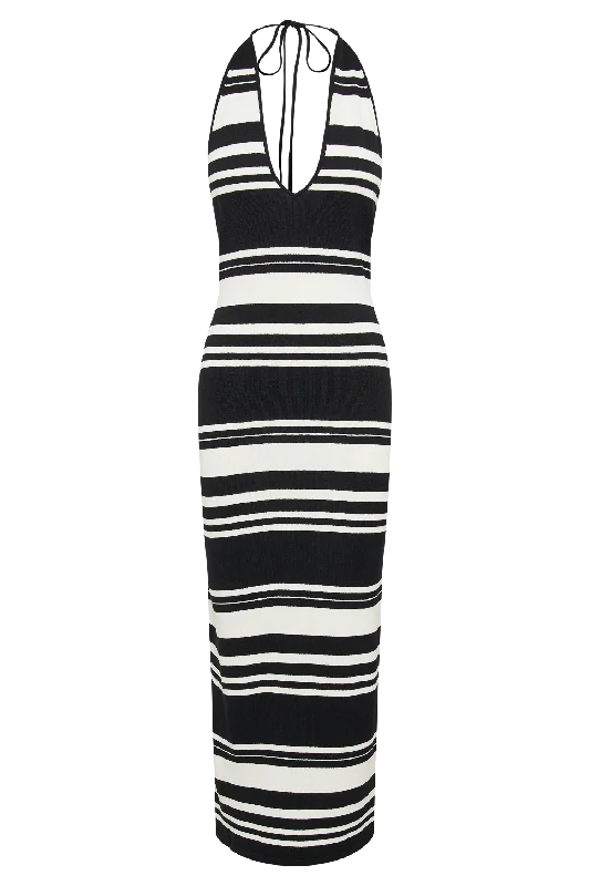 Brienne Stripe Maxi Dress - Black/White