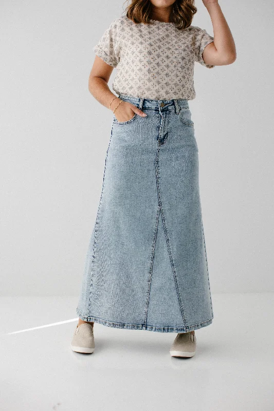 'Brooklyn' Stretch Denim Maxi Skirt in Vintage Wash