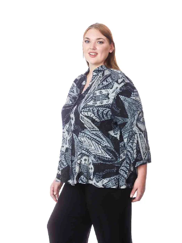 Tianello Plus Sized  TENCEL™  Print ""GHANA""Tencel ""Dynasty"" Blouse