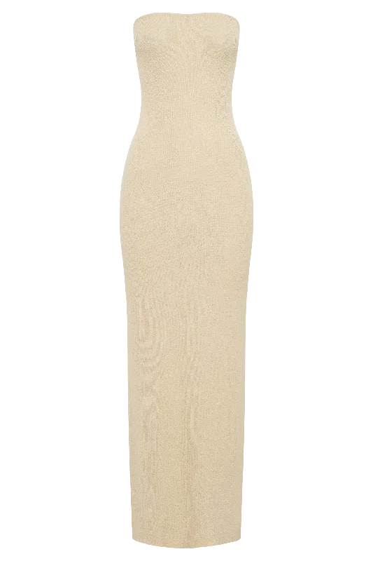 Emmy Strapless Knit Maxi Dress - Wheat