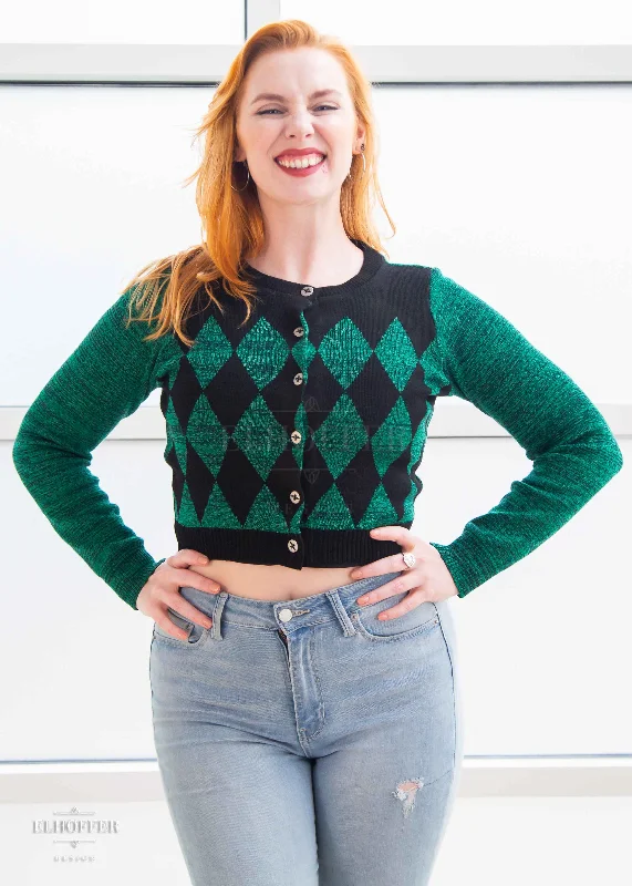 PREORDER - Essential Green Diamonds Cardigan