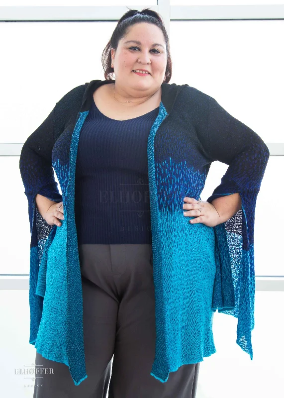 Essential Sunset Longline Cardigan - Underworld Blue Ombre