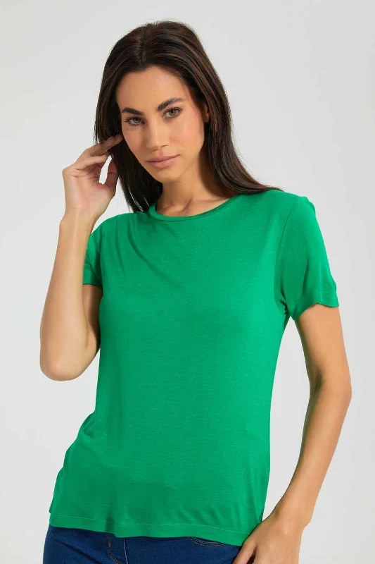 Green Solid T-Shirt