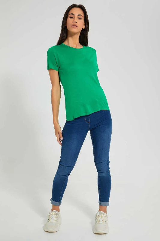 Green Solid T-Shirt