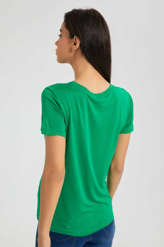 Green Solid T-Shirt