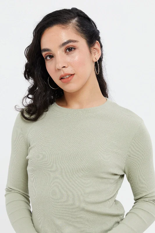 Women Green Side Ruched T-Shirt