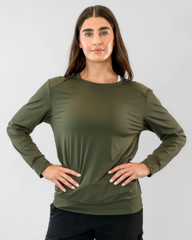 Laser Cut Pullover - Olive