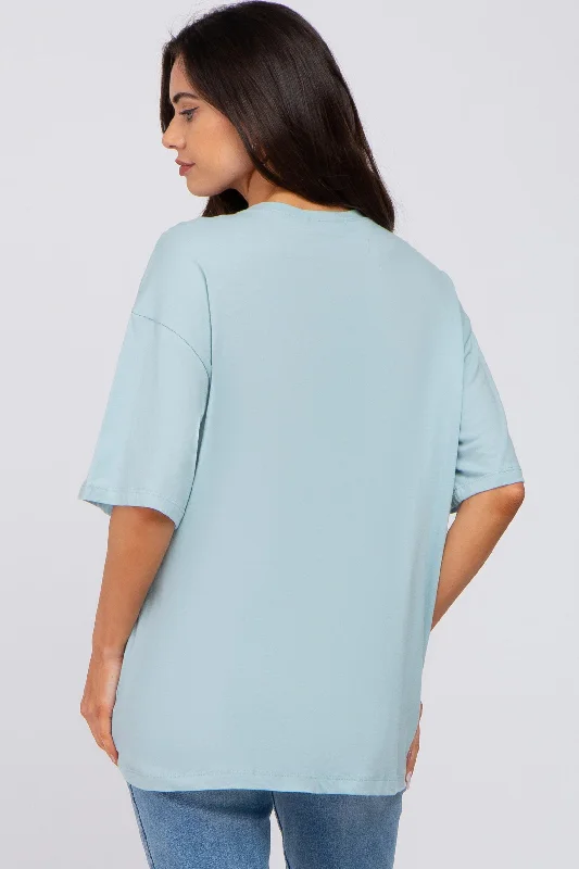 Light Blue Basic Oversized Maternity Tee