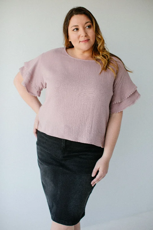 'Melody' Bell Sleeve Cotton Top in Dusty Rose