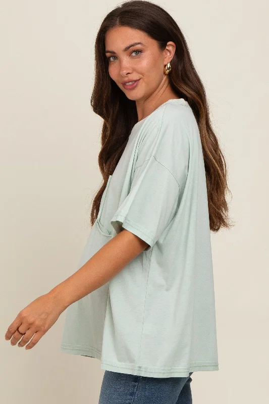 Mint Green Vintage Wash Oversized Maternity Tee