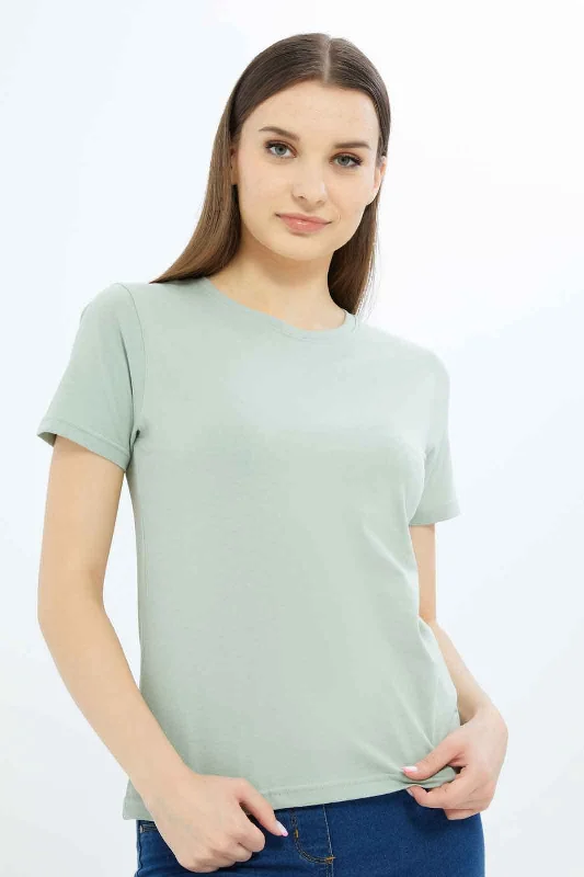 Women Mint Plain T-Shirt