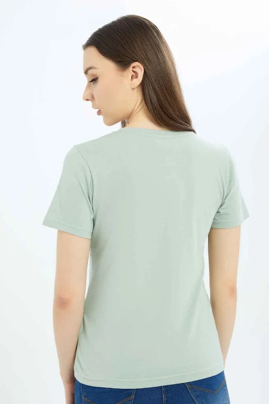 Women Mint Plain T-Shirt