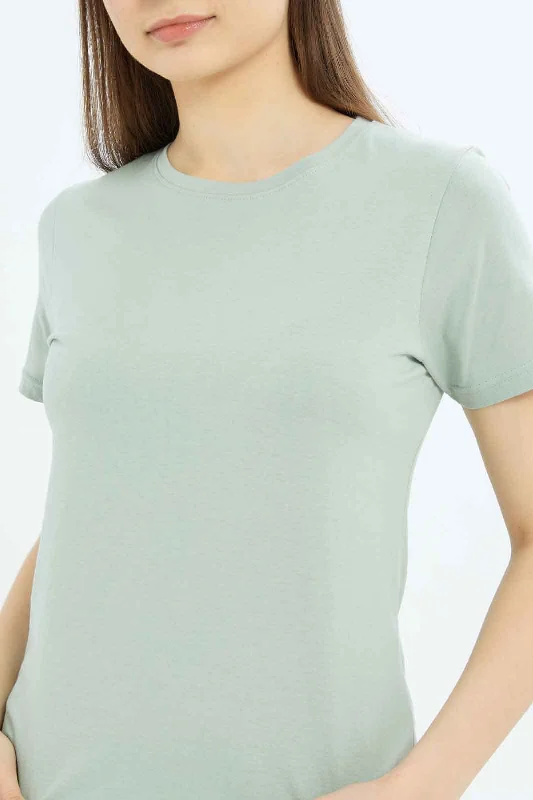 Women Mint Plain T-Shirt