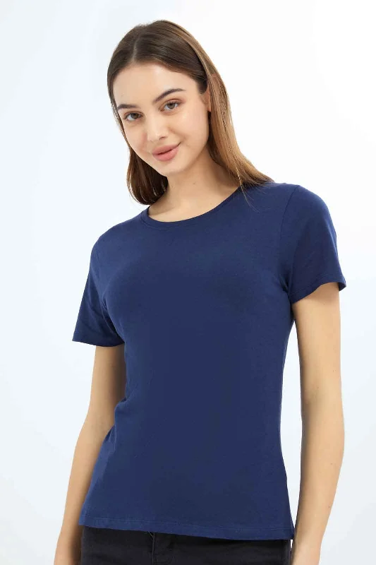 Women Navy Basic T-Shirt