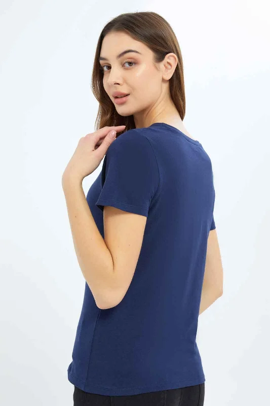 Women Navy Basic T-Shirt