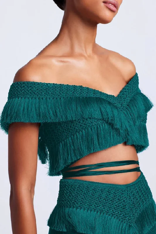 Fringe Trim Cropped Top Galapagos