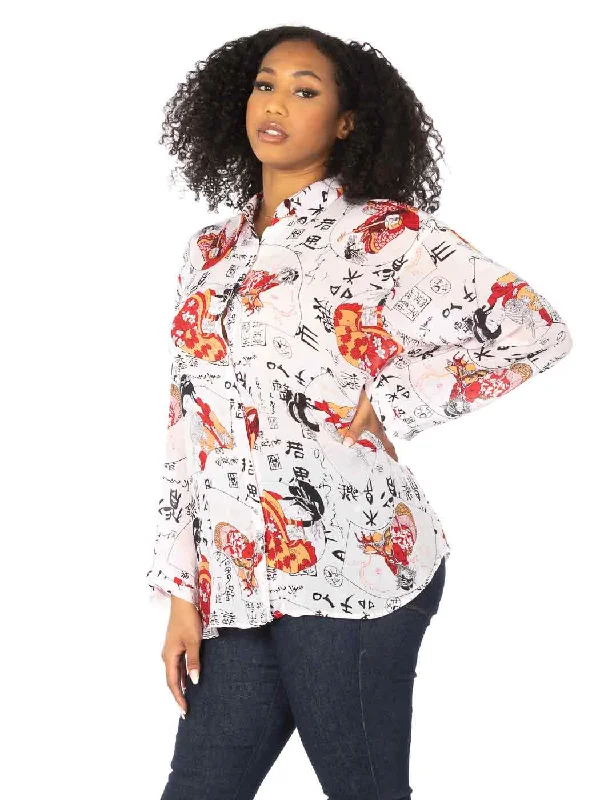 Tianello Plus Sized ""Cupro""  ""Geisha"" Christiana Blouse