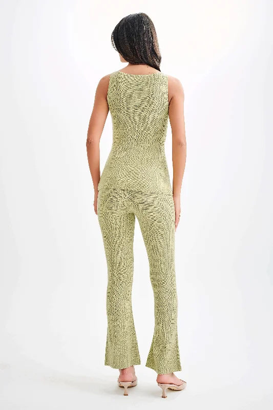 Ridley Straight Leg Knit Pant - Pastel Green