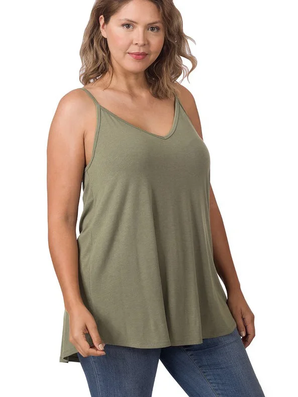 Ruby Plus Size Swing Tank in Light Olive